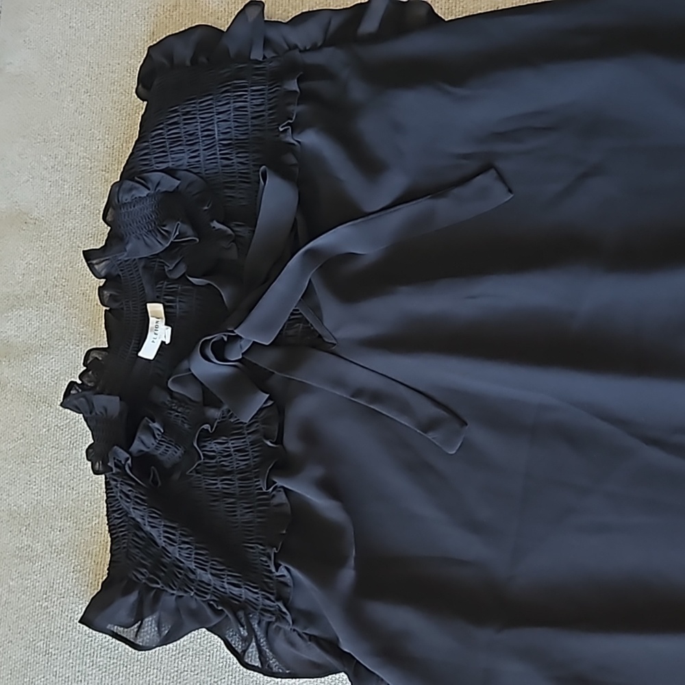 Pleione Large Chiffon Sleeveless Top Ruching Ruffles Stretch
